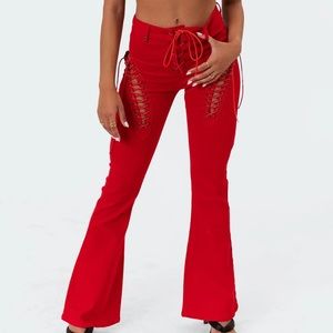 Edikted Red Flare Pants
